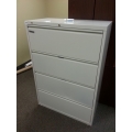 Lorell Grey 4 Drawer Lateral File Cabinet, Locking